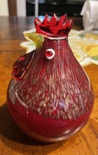 Murano Style Art Glass Rooster - "Big Red" 6 .5 Inches Tall 5  Wide