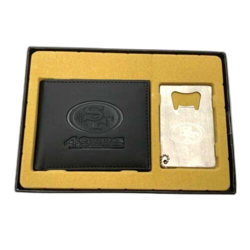 NFL San Francisco 49ers Men’s Bi-Fold Wallet Bottle Opener Keychain Gift Set NEW - Picture 2 of 12