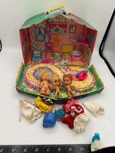 Vintage 1965 Mattel Liddle Kiddles Klub House And Dolls