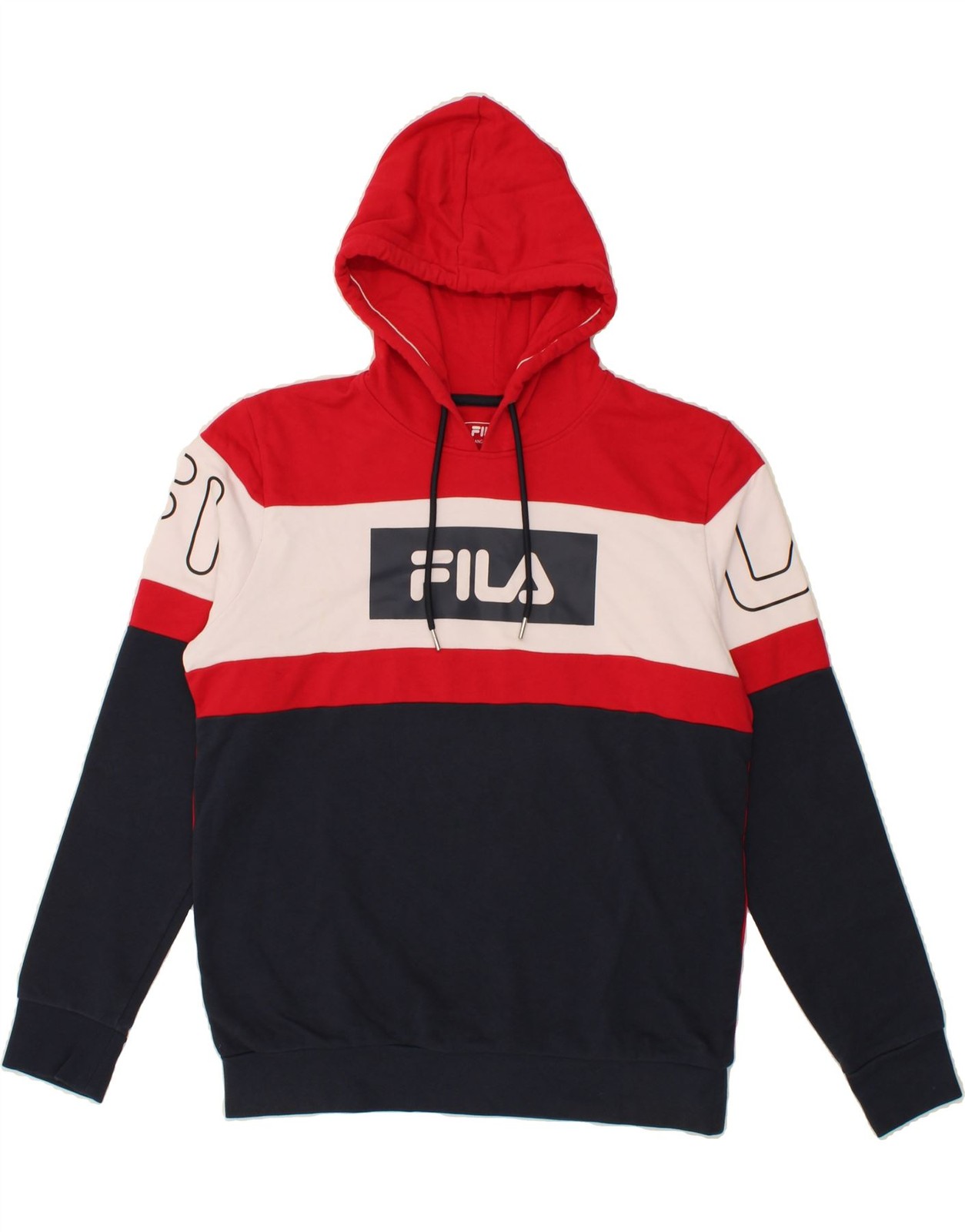 FILA Maglione Uomo Grafico con Cappuccio Medium Rosso Colourblock Cotone BC14