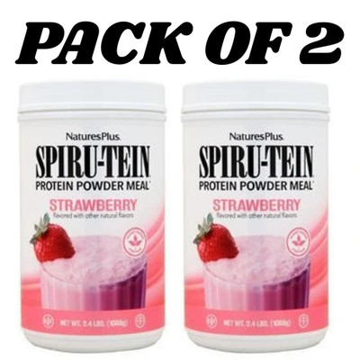 NaturesPlus SPIRU-TEIN Strawberry Protein Powder 2.4 lb   Pack of 2