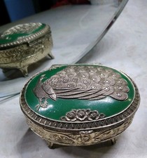 Vintage Japanese Metal Trinket Jewellery Box. 8cm x 6cm x 4cm