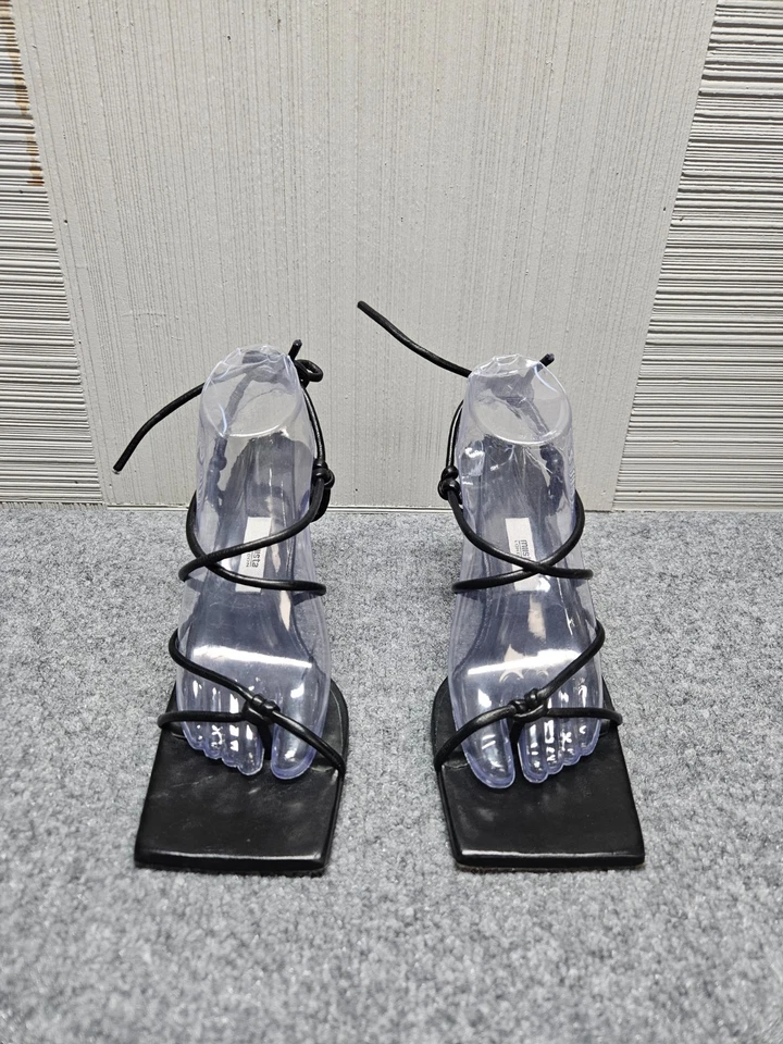 Sandalias Miista para mujer 39 negras de cuero con punta cuadrada elegantes clásicas Foto 2 de 4