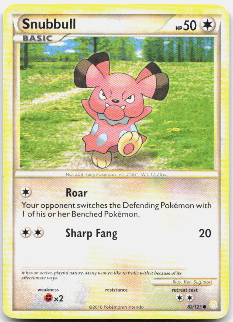 Snubbull 82/123 Common HeartGold & SoulSilver Pokemon Moderately Played