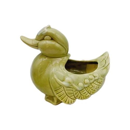 Vtg Royal Haeger USA Olive Green Duck Planter USA Glazed Pottery