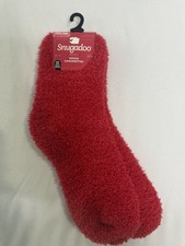 Snugadoo Fuzzy Socks Adult One Size Red Plush Cozy Soft Warm NWT