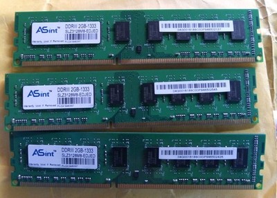 RAM LOT OF 3x2GB-1333 SLZ3128M8-EDJED DDR3 MEMORY In Good Condition. (6GB Total)