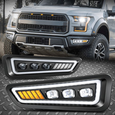 Led Drlsequential Turn Signal For 17-20 F150 Raptor Tri-projector Fog Lights