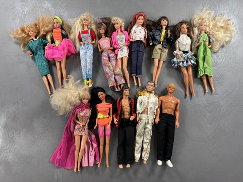 Vintage Mattel Barbie Ken Teresa Lot – 14 Dolls – 80s 90s Mixed Clothes Styles