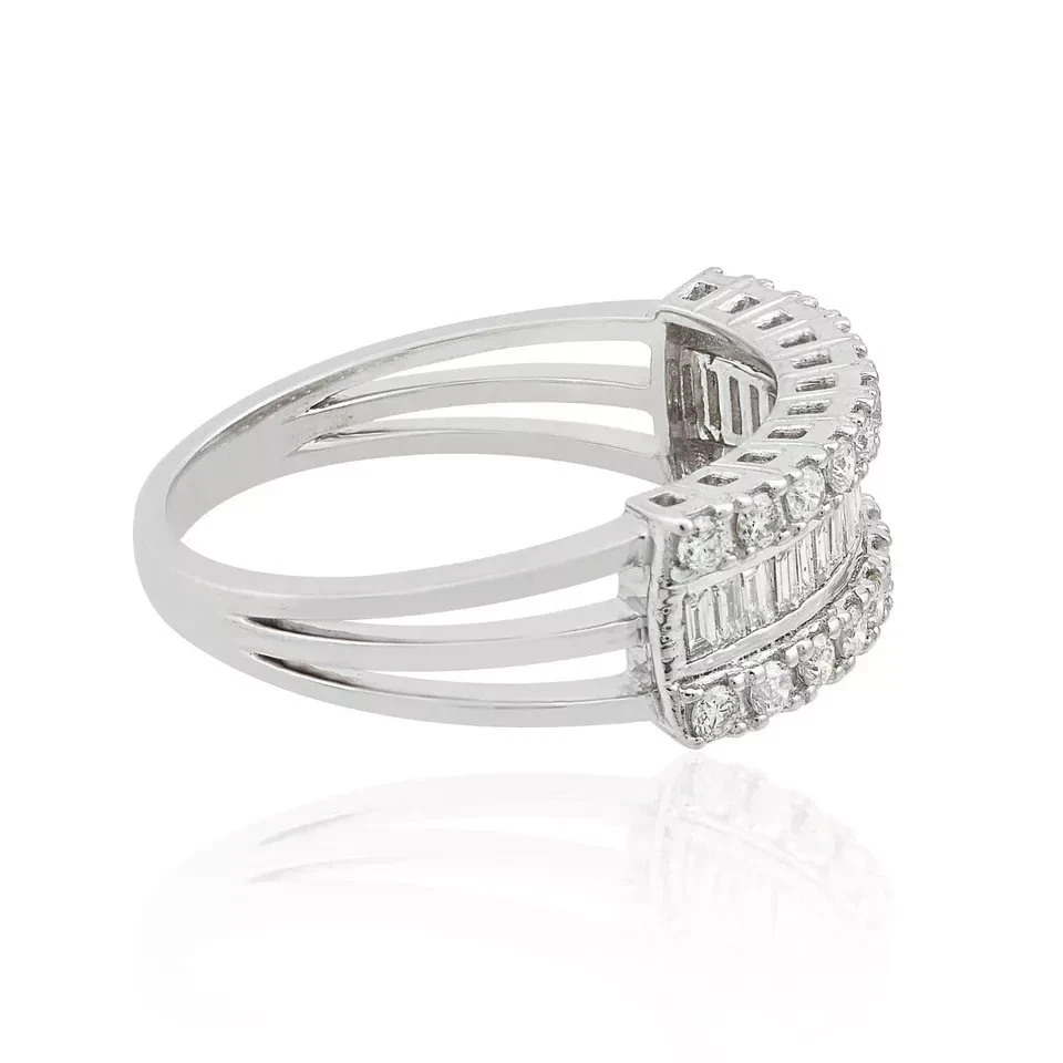 多形状切割实验室种植 GDGL 认证钻石镶嵌戒指 14K 白金 — 第 2/4 张图片