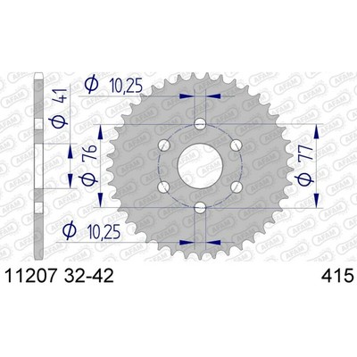 Couronne Z41 Pas 415 Pignon Arrière INTERNE 39,4Mm INTERAXE 66Mm