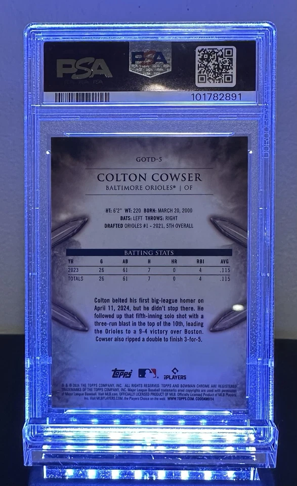 2024 Bowman Chrome Colton Cowser Gladiator/Dia- Orange Refractor PSA 10 # 24/25 - Image 2 of 4