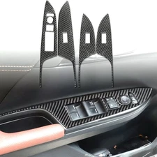 For Accord 14-17 Interior Window Lift Switch Panel Cover Carbon Fiber Trim 4Pcs