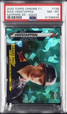 2020 TOPPS CHROME FORMULA 1 SAPPHIRE EDITION AQUA MAX VERSTAPPEN 99/99 PSA 8