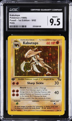 Kabutops (1st Edition) graded CGC 9.5 for sale on eBay