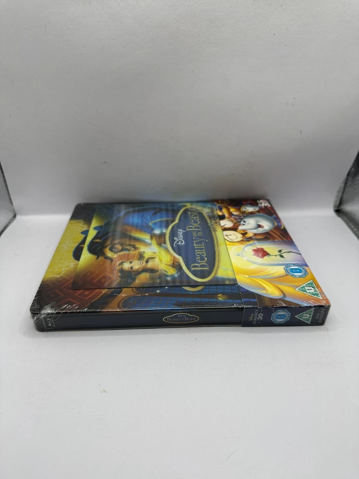 BEAUTY AND THE BEAST (1991) - UK EXCLUSIVE LENTICULAR 3D BLU RAY STEELBOOK - NEW - Image 3 of 4