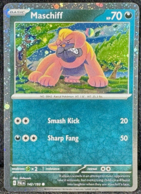 Pokemon - Maschiff - COSMOS HOLO - 142/193 - Palled Evolved Promo - NM/M