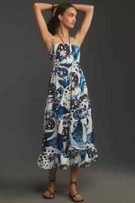 Farm Rio Anthropologie Mantas Sleeveless Square-Neck Midi Dress Size XL NWT
