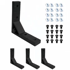 12PC 2020 Aluminum L-Bracket - Black 90° Corner Brace for Extrusion Frames