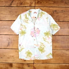 Vintage Paradise Found Hawaiian Shirt Button L USA Made 80s Mens Short Sleeve