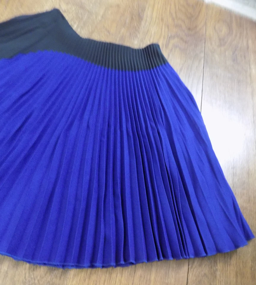 Falda PRADA Negra Azul Acampanada Acordeón Plisada Retro ADORABLE 26W Talla 38S 4 Foto 4 de 4