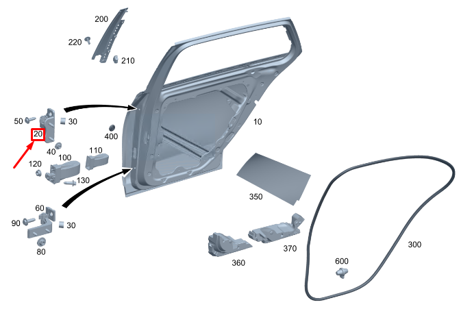 Neu MERCEDES-BENZ C W206 Türscharnier hinten rechts oben A2067305201 Original