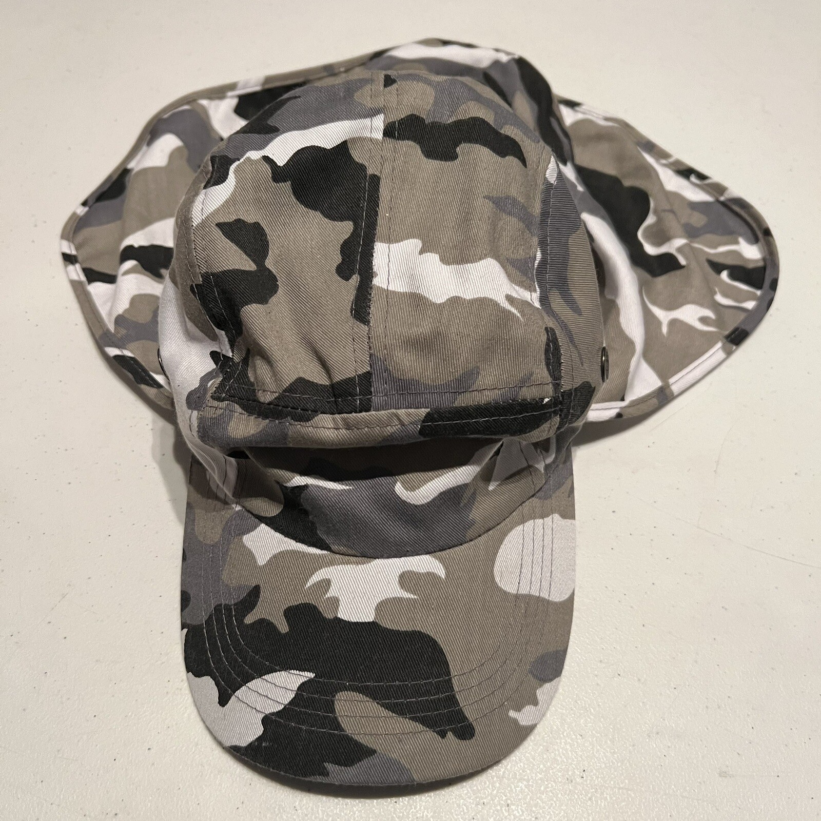 Camo Boonie Cap Hat Neck Flap Fishing Summer Air Vents Adjustable Camouflage EUC