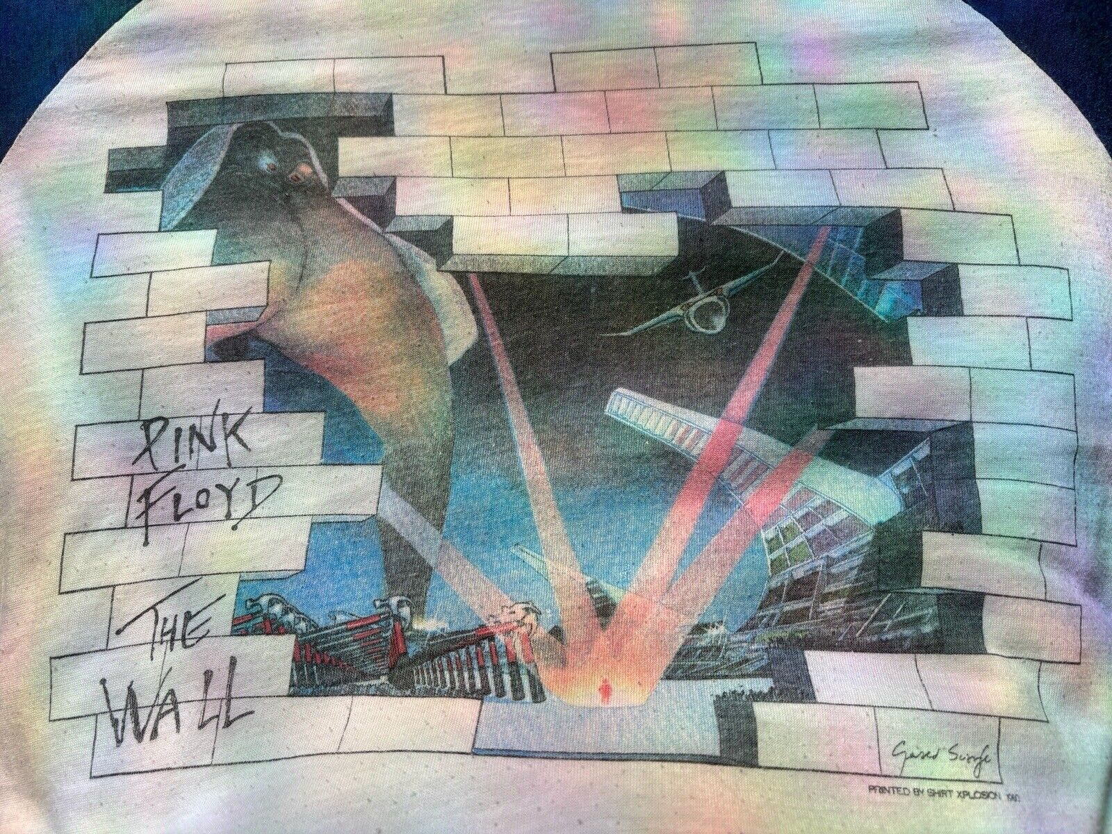 Vintage 1980 Pink Floyd The Wall Mens Raglan T Sh… - image 2
