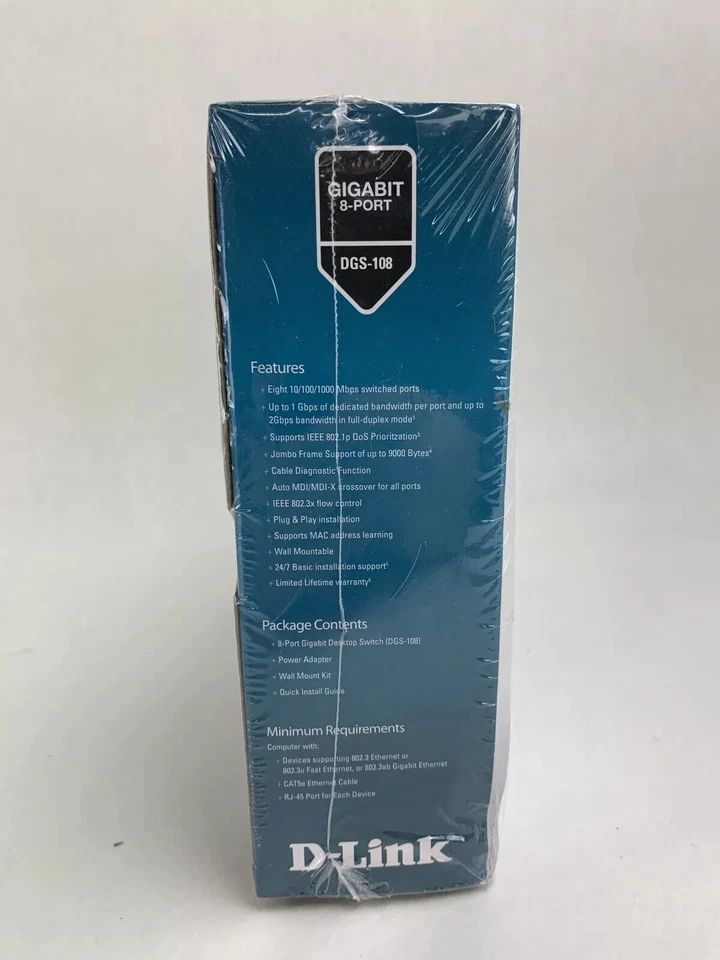 D-Link DGS DGS-108 8-Ports External Switch New Sealed OEM - Image 3 of 4