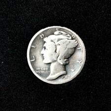 1917 Mercury Dime 90% Silver F Fine 