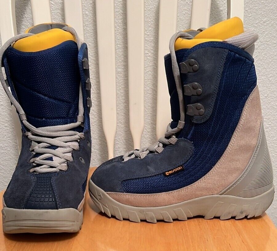 Burton Moto Snowboard Boots Mens SZ 7 Gray blue Yellow 9/10