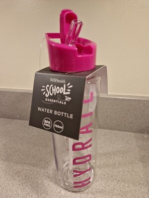 WH Smith School Essentials Hydrate Trinkflasche Pink  Flip Straw UVP 9,99  NEU