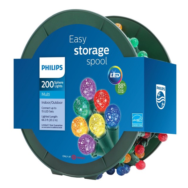 New ! Philips 200ct Christmas LED Faceted Sphere String Lights