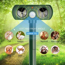 2024 Solar Ultrasonic Animal Repellent Dog Cat Skunk Deer Raccoon For Garden