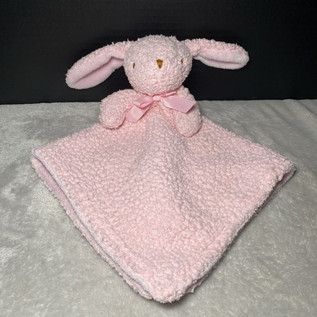 Blankets Beyond Bunny Lovey Pink Sherpa Rabbit Brown Stitch Nose Plush  Toy Pet