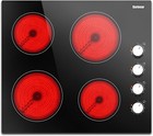 Karinear 24 Inch Electric Cooktop 4 Burners Electric Stove 220v White Knob