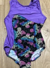 Go For the Gold Girl  s Gymnastics Leotard / Size Small / Purple Butterfly