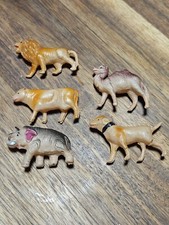 Vintage Lot of 5 Celluloid Zoo Animals Dog Elephant Camel Cow Lion Very Light