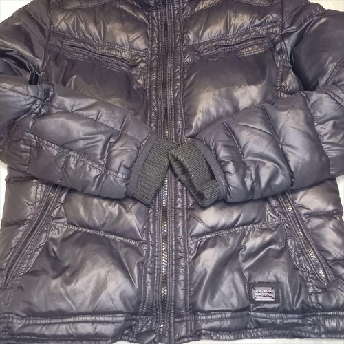 DIESEL Black Down Jacket XL Size Teflon Nylon Feather Navy Black Color - Picture 4 of 11