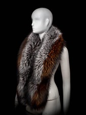 Superior Natural Silver and Gold Brown Fox Fur Winter Collar Scarf Stole