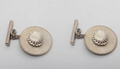 Coquille : Boutons De Manchette En Argent 925 - Saint Jacques - Pèlerinage - Photo 1/2