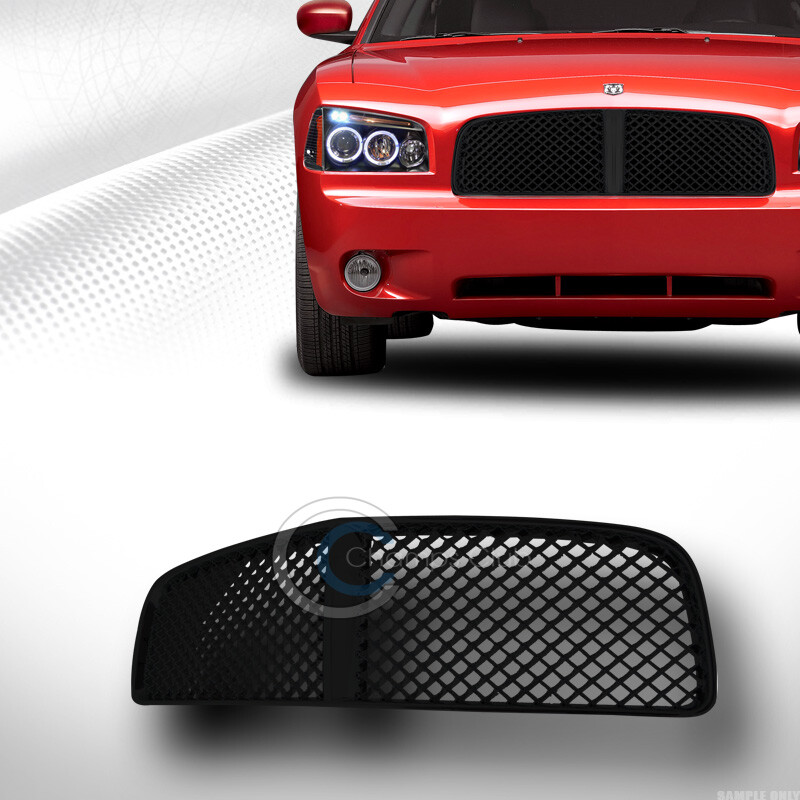 Fits 05/06-10 Dodge Charger Glossy Blk Mesh Front Hood Bumper Grill Grille Guard
