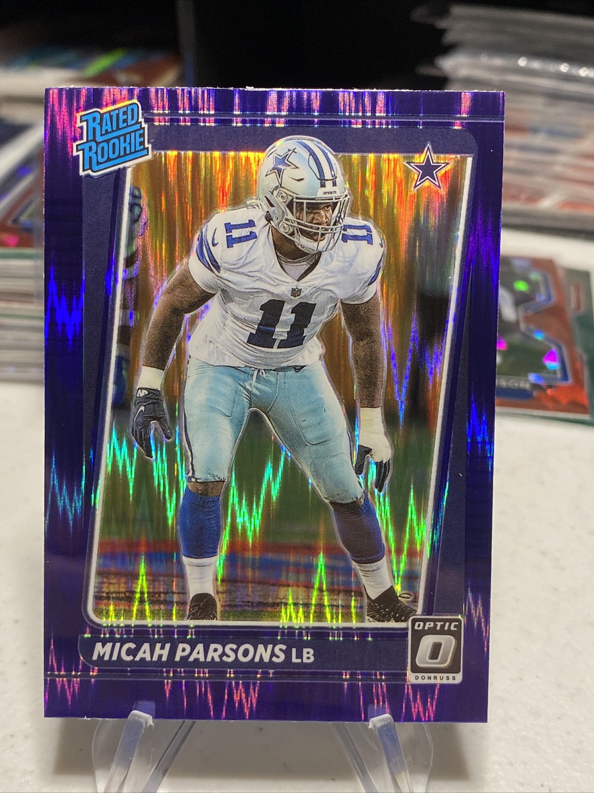 2021 Donruss Optic Micah Parsons Purple Shock Prizm Rated Rookie RC #245