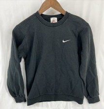Nike Sweater Vintage Swoosh Check Gym Pullover Crewneck Kids Size Large USA Made