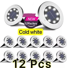 12PACK Solar In Ground Lights Outdoor Buried Lamp Disk LED Lawn Pathway Garden