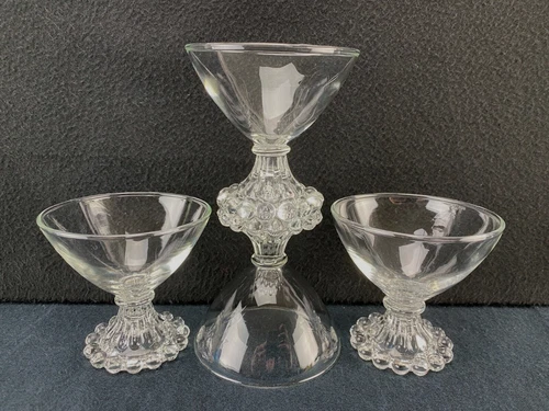 4 Anchor Hocking Boopie Footed Sherbet Clear Glass Dessert Dishes Vintage