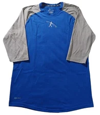 Nike Ken Griffey jr Shirt Medium Swing Baseball Blue Gray Short Sleeve Vintage