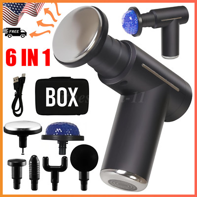 Mini Portable Muscle Massage Gun Handheld Deep Tissue Massage 6 Speeds & 6 heads