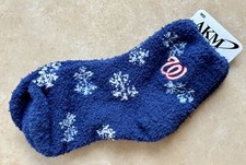 NWT Washington Nationals MLB Soft Fuzzy Slipper Socks Size Medium Navy Blue