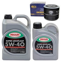 MotoröL Set 5W-40 Vollsynth Meguin 6 Liter + ÖLfilter FüR Opel Astra G 2.0 OPC